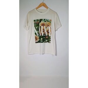 BRISCO BRANDS Mens Large Graphic T‎ Shirt Floral Print White Short Sleeve Tee